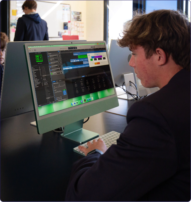 Student working on a project
